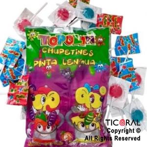 CHUPETIN MINI PALETA PINTALENGUA TOPOLIN X 50 UNIDADES