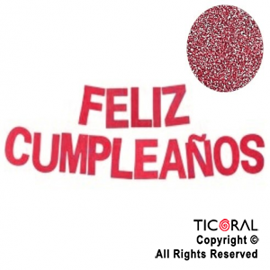 GUIRNALDA FRASE FELIZ CUMPLEA?OS GIBREADA ROJO RUBI 15CM x 1