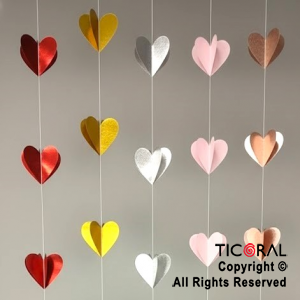 GUIRNALDA 10 CORAZONES 3 D METALIZADO COLORES SURTIDOS x 12