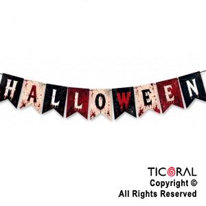 BANDERIN HALLOWEEN SANGRIENTO ROJO BLANCO Y NEGRO
