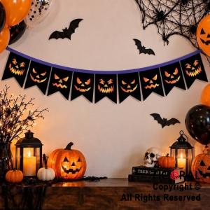 BANDERIN HALLOWEEN CARAS DE CALABAZAS