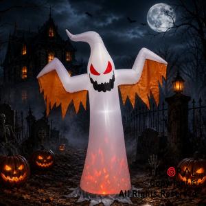 INFLABLE DECORACION FANTASMA EN LLAMAS LUMINOSO TERROR 2,4 MTS