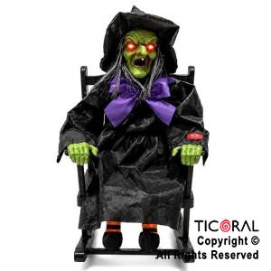 BRUJA EN SILLA MECEDORA CON MOVIMIENTO SONIDO Y LUZ (HDA-0501)