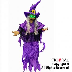 MU�ECA BRUJA VIOLETA CON MOVIMIENTO LUZ Y SONIDO 150 CM HALLOWEEN