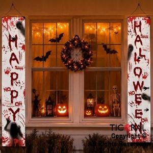 SET 2 BANNERS SANGRIENTOS DE PUERTA HAPPY HALLOWEEN 180 CM (HD794)