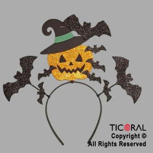 VINCHA CALABAZA Y MURCIELAGOS HALLOWEEN x 1