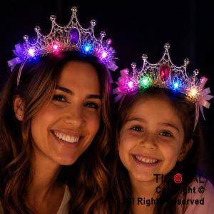 VINCHA CORONA CON LUZ LED COLORES SURTIDOS x 12 UNIDADES