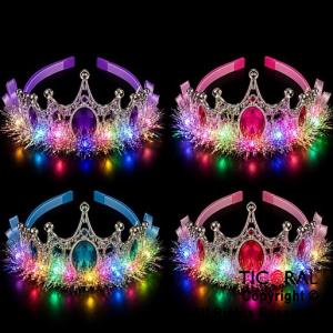 VINCHA CORONA CON LUZ LED COLORES SURTIDOS x 12 UNIDADES