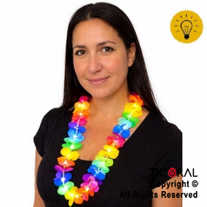 COLLAR HAWAIANO LUMINOSO MULTICOLOR x 1