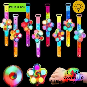 PULSERA GIRATORIA LUMINOSA POP IT x 12