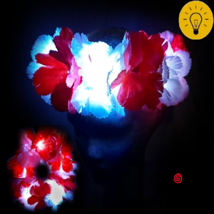 VINCHA TIARA HAWAIANA GRANDE LUMINOSA BLANCO Y ROJO x 1
