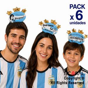 VINCHA ARGENTINA FRASES SURTIDAS (PACK X 6 UNIDADES)