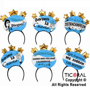 VINCHA ARGENTINA FRASES SURTIDAS (PACK X 6 UNIDADES)