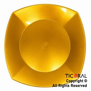 PLATO CUADRADO COMIDA CUADRADO 22CM PP ORO x 10
