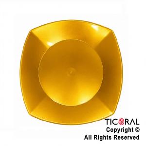 PLATO CUADRADO POSTRE 17CM ORO PP x 10