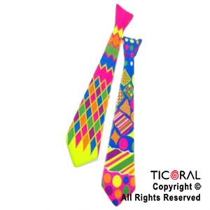 CORBATA PAYASO FLUO PLASTICO DIFERENTES DISEOS x 6