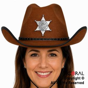 SOMBRERO SHERIFF MARRON X 1