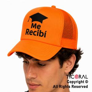SOMBRERO GORRA IMPRESO ME RECIBI FLUO NARANJA CAP x 1