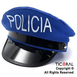 Sombrero de policia azul x 1