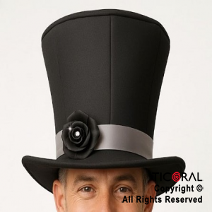 SOMBRERO GALERA NEGRA CON FLOR x 1