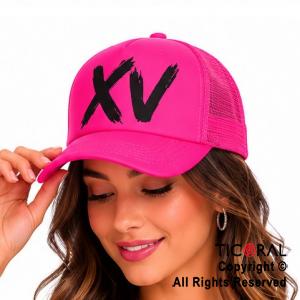 SOMBRERO GORRA IMPRESO XV FLUO ROSA CAP x 1