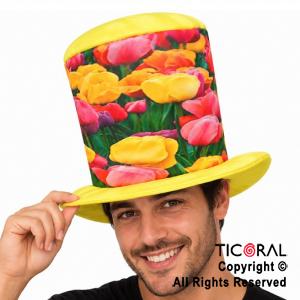 SOMBRERO GALERA FLORES TULIPANES DE COLORES