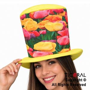 SOMBRERO GALERA FLORES TULIPANES DE COLORES
