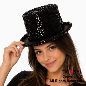 SOMBRERO GALERA LENTEJUELAS NEGRO x 1