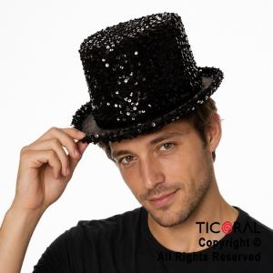 SOMBRERO GALERA LENTEJUELAS NEGRO x 1