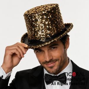 SOMBRERO GALERA LENTEJUELAS ORO x 1