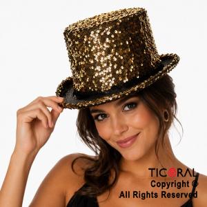 SOMBRERO GALERA LENTEJUELAS ORO x 1