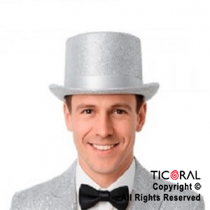SOMBRERO GALERA GLITTER PLATA x 1