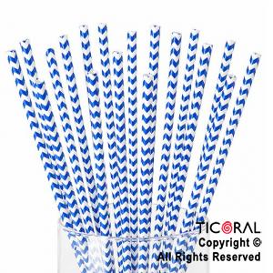 SORBETE POLIPAPEL METALIZADO IMPRESO ZIG ZAG BLANCO Y AZUL X 25
