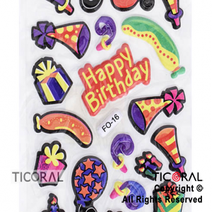 STICKER FIESTA CUMPLEA?OS COLOR (26X9CM) HS5656-3 x 12