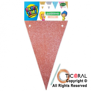 BANDERIN TRIANGULAR GLITTER DX ROSA GOLD  x 1