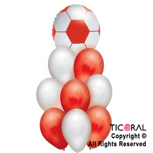 SET DE GLOBOS PREMIUM FUTBOL ROJO Y BLANCO x 1