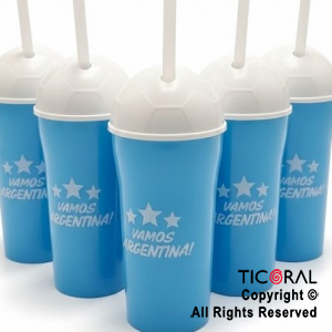 VASO VAMOS ARGENTINA CON TAPA Y SORBETE 400 ML x 5
