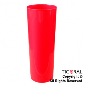 VASO TRAGO LARGO PP KV ROJO 280CC X 10