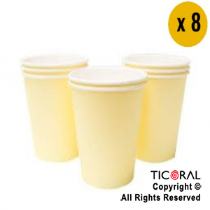 VASO POLIPAPEL 240CC PASTEL AMARILLO X 8