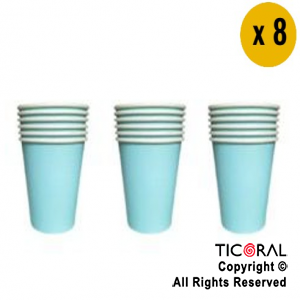 VASO POLIPAPEL 240CC PASTEL VERDE AGUA X 8