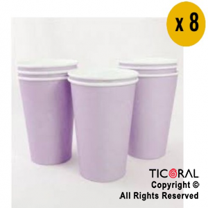VASO POLIPAPEL 240CC PASTEL LILA  X 8