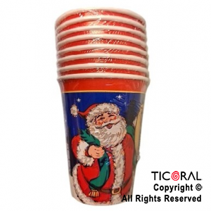 VASO POLIPAPEL 240CC PAPA NOEL X 8