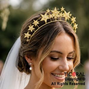 VINCHA METAL ORO ESTRELLAS CON STRASS