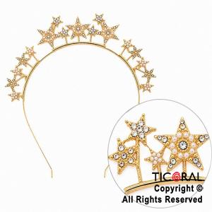 VINCHA METAL ORO ESTRELLAS CON STRASS