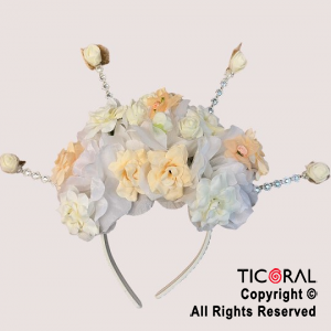 VINCHA PRECINTOS PREMIUM TOCADO CON FLORES x 1