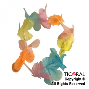 VINCHA TIARA HAWAIANA FLORES TELA MULTICOLOR PASTEL x 12