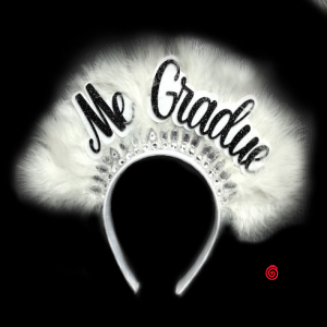 VINCHA ME GRADUE PLUMAS DECO STRASS BLANCO x 1
