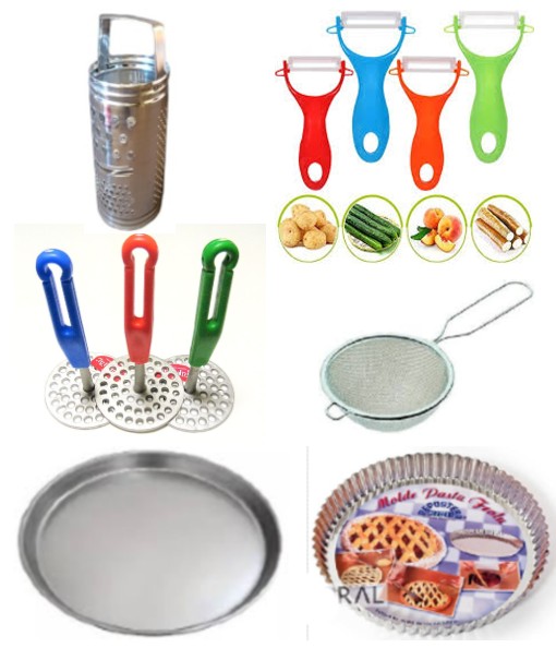 SET COCINA ECO 6 PIEZAS PIZZERA, TARTERA, RALLADOR, PELATODO, PISAPAPAS Y COLADOR