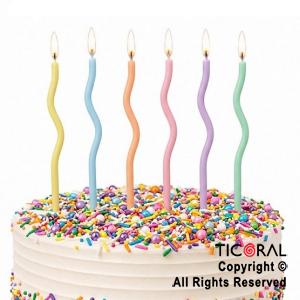VELA 10 CM ONDULADA MULTICOLOR PASTEL X 6 UNIDADES