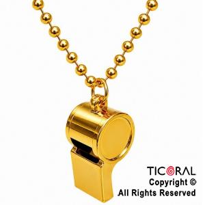 COLGANTE COLLAR DE CUENTAS CON SILBATO ORO x 1